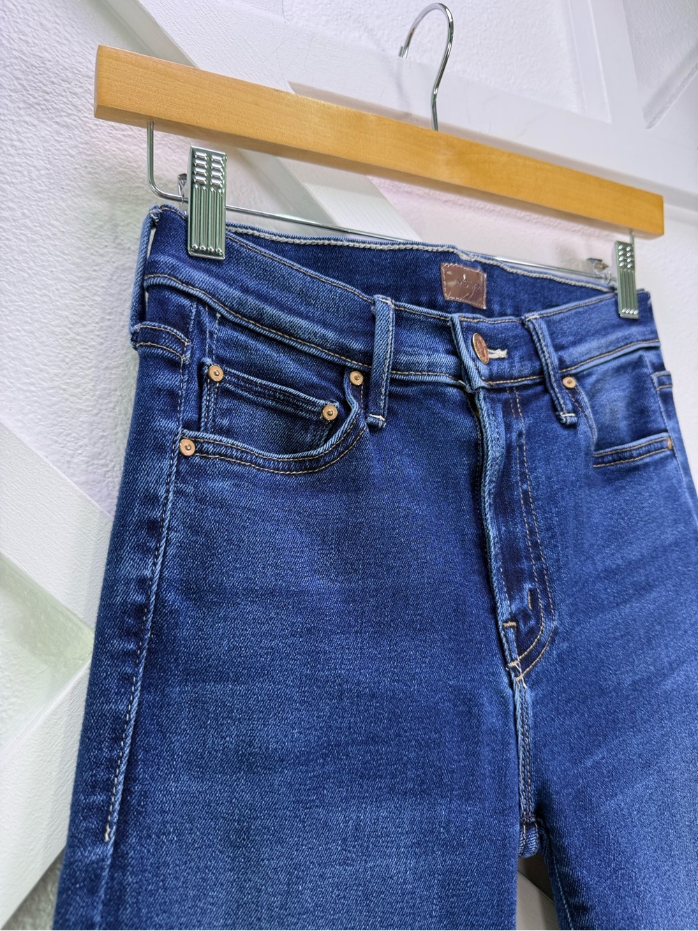 Mother Denim The Outsider Ankle Fray In Uncharted Waters Mid Rise Flare Size 24 - Picture 5 of 15